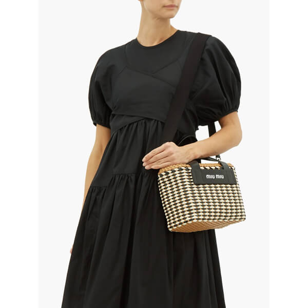 ミュウミュウ Woven 2Way ミュウミュウ ロゴ トート ハンドバッグ コピー